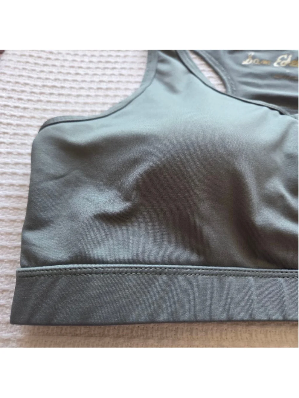 Women's Sam Edelman Green & Black Front Zip Sports Bra S